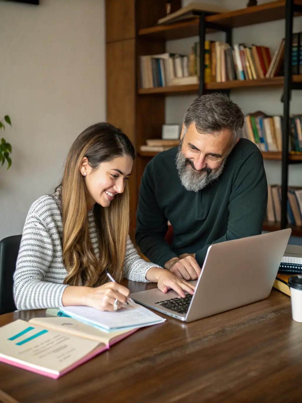 A mentor guiding a startup founder through financial projections and investment strategies using a tablet in a co-working space in Vancouver.